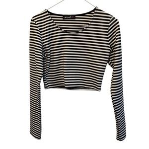 Why not? 10 striped long sleeve crop top black white stretch soft comfy